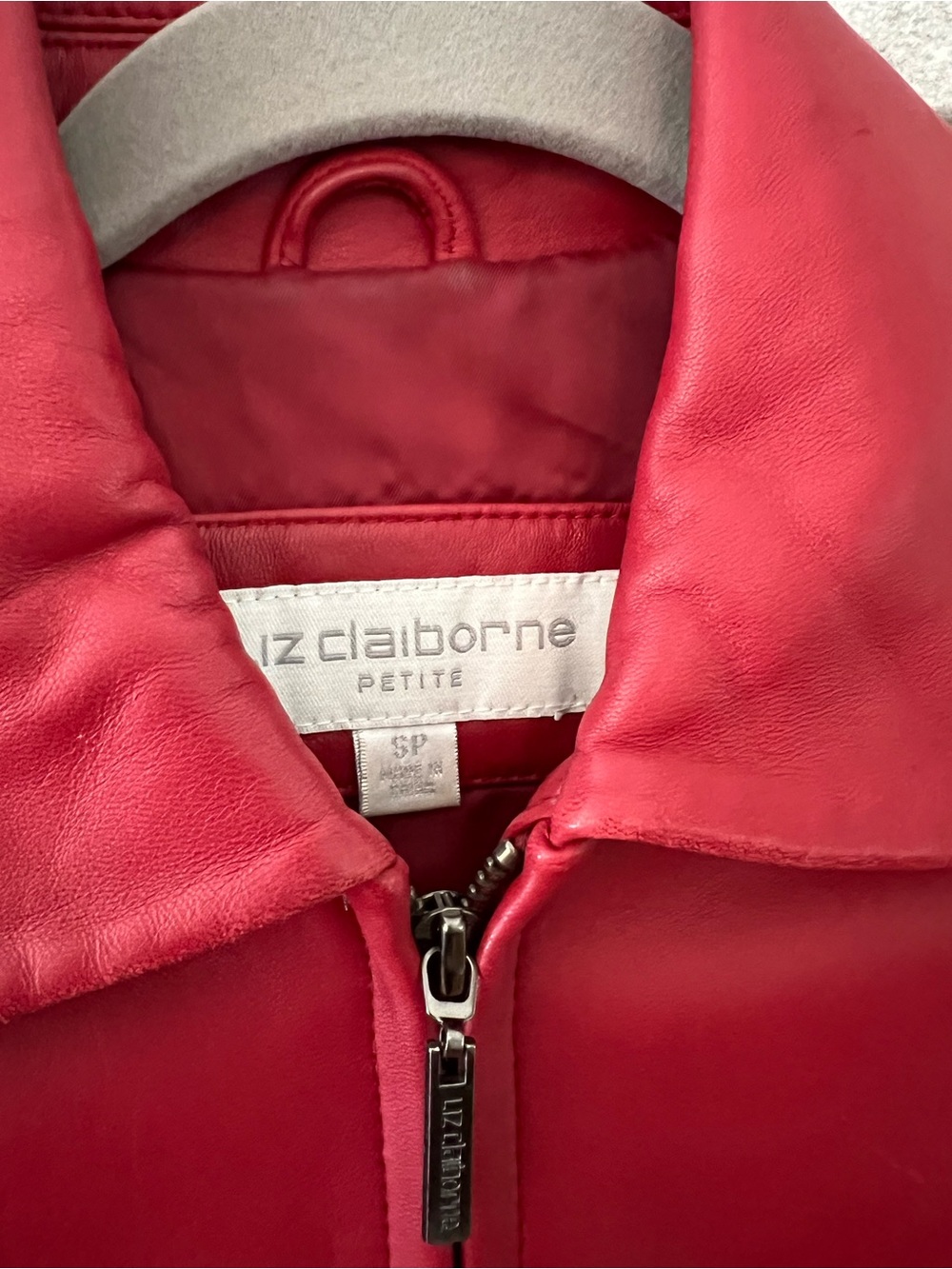 Liz Claiborne Red Leather Jacket Womens Small Petite - Picture 5 of 11